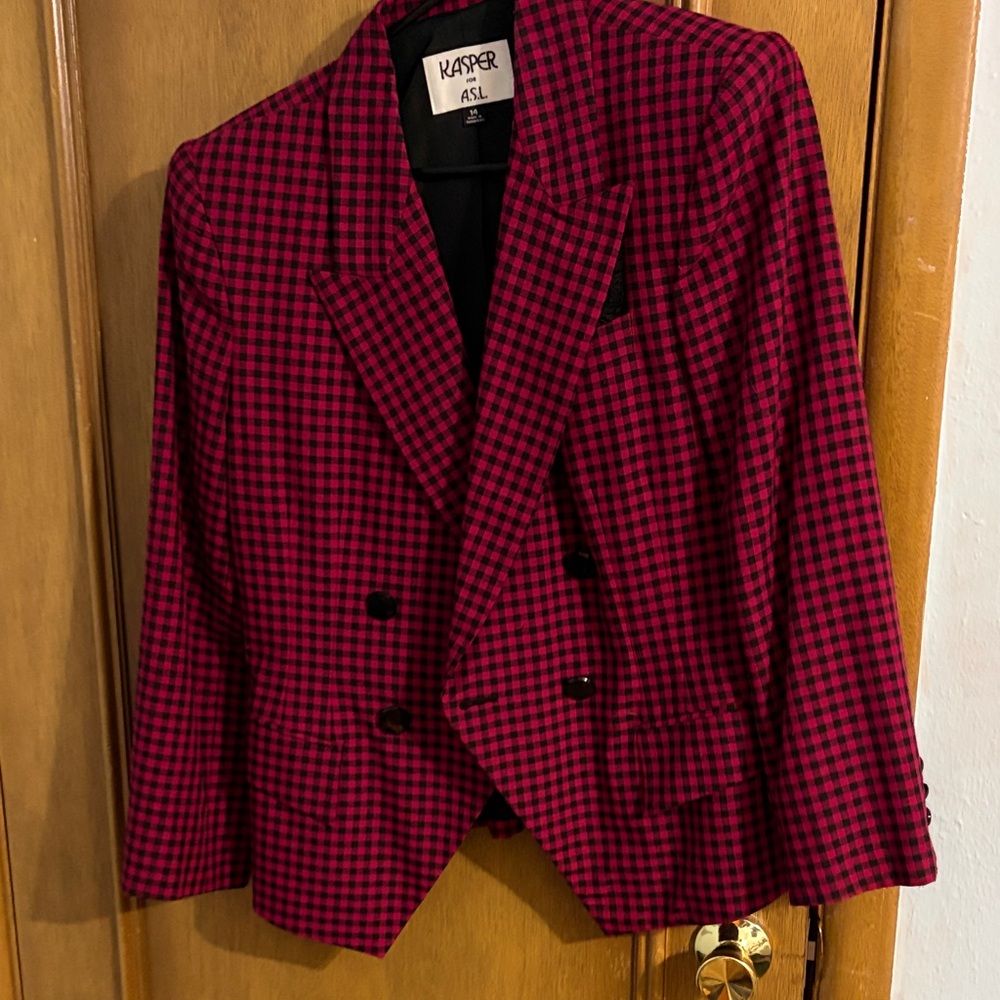 Kasper Red and Black Plaid Blazer